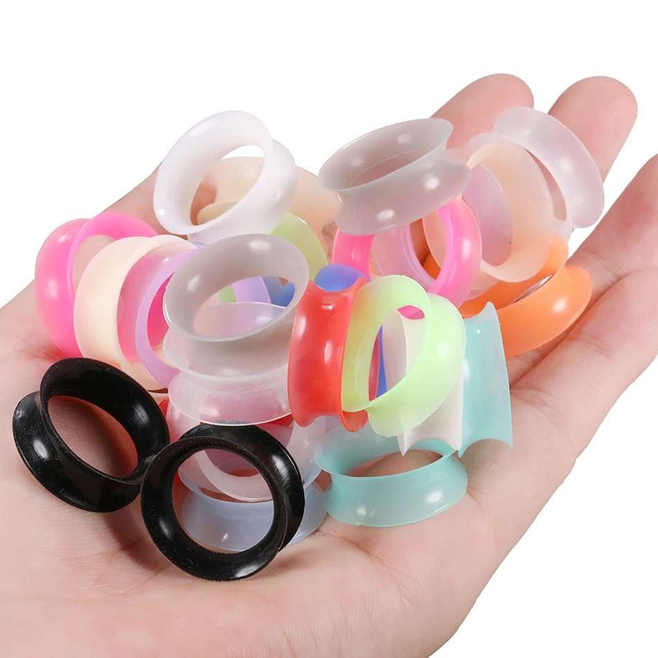 2Pcs Silicone Ear Plugs and Tunnels Ear Piercings Earlets Screwed Earring Expander Ear Gauges Body Jewelry Piercings