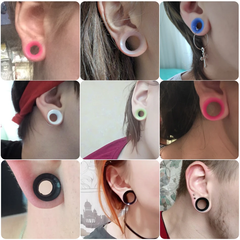 2Pcs Silicone Ear Plugs and Tunnels Ear Piercings Earlets Screwed Earring Expander Ear Gauges Body Jewelry Piercings