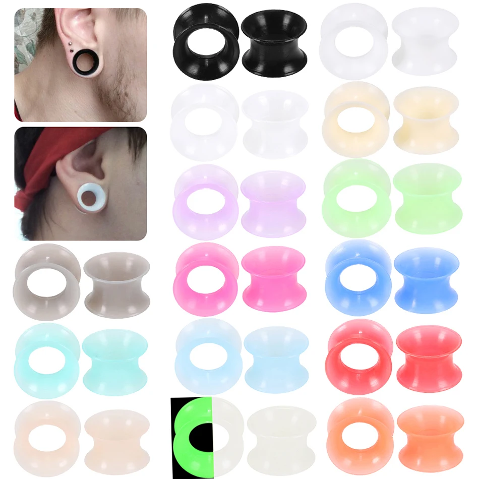 2Pcs Silicone Ear Plugs and Tunnels Ear Piercings Earlets Screwed Earring Expander Ear Gauges Body Jewelry Piercings