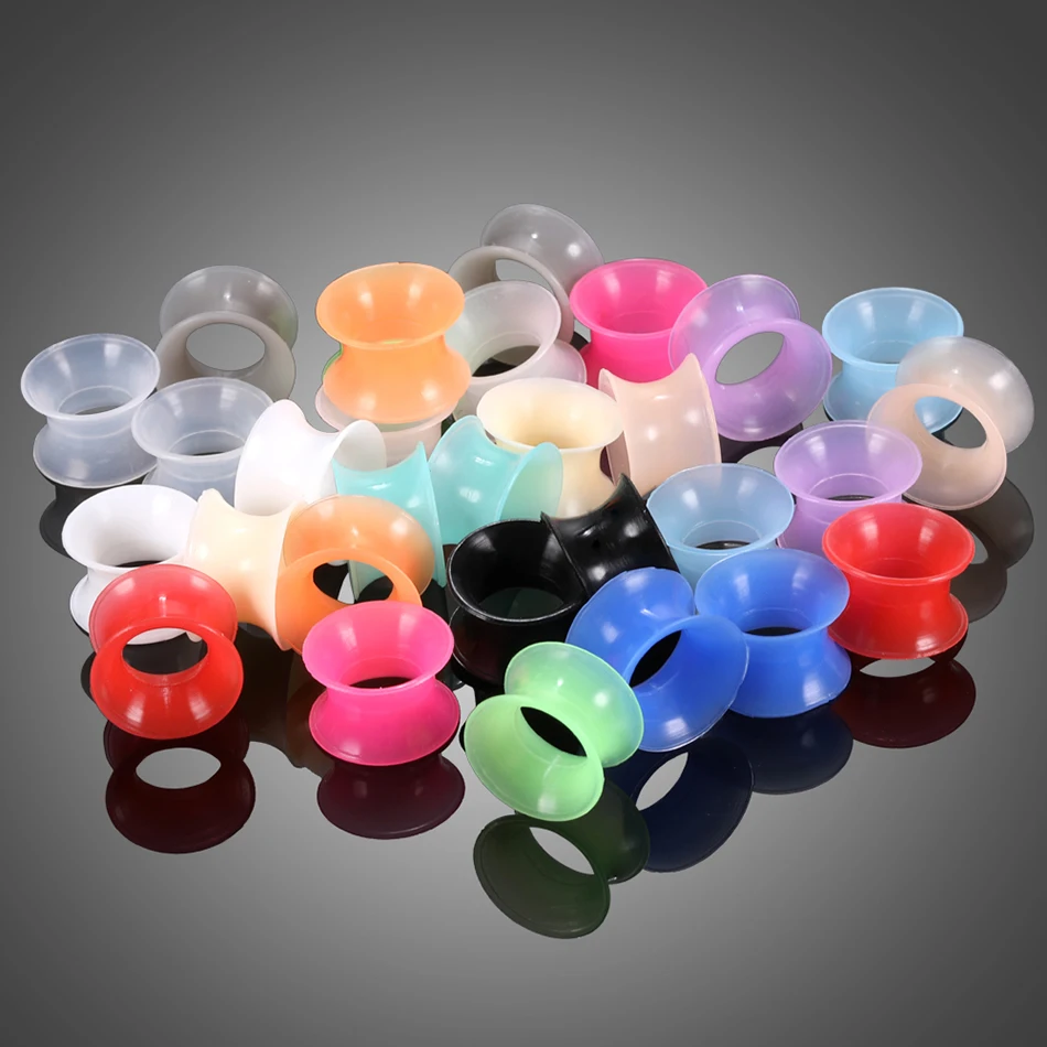 2Pcs Silicone Ear Plugs and Tunnels Ear Piercings Earlets Screwed Earring Expander Ear Gauges Body Jewelry Piercings