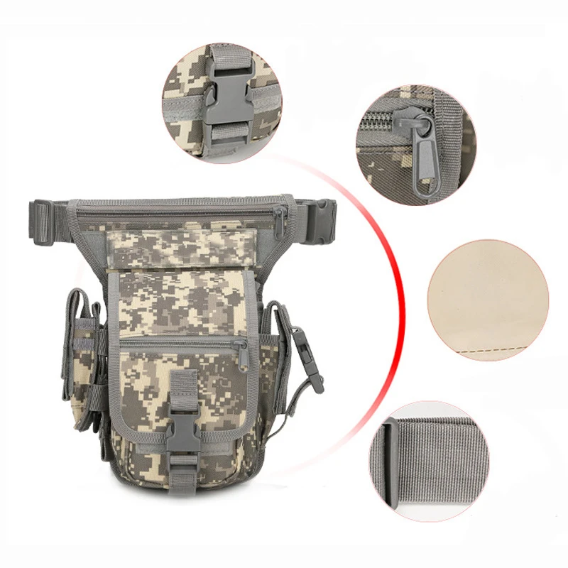 Nylon Tactical Gear Thigh Drop Leg Bag Men Outdoor Hunting Molle Bag Multipurpose Utility Bag for Hiking Camping
