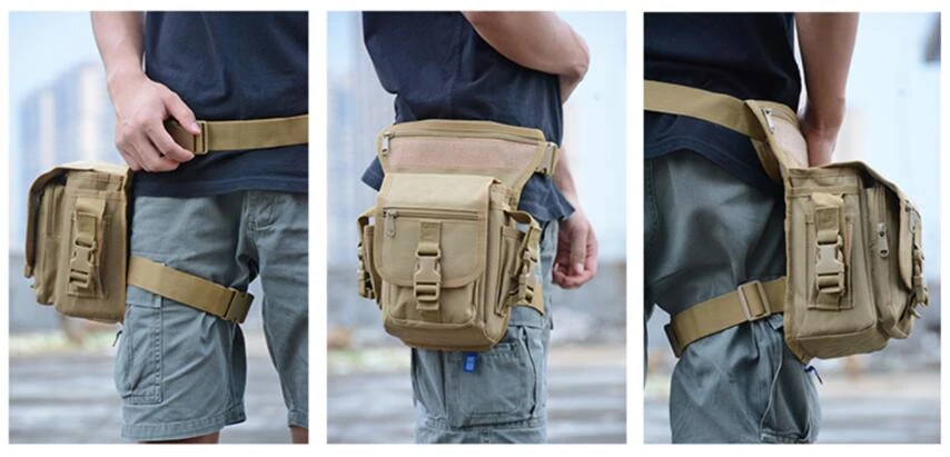Nylon Tactical Gear Thigh Drop Leg Bag Men Outdoor Hunting Molle Bag Multipurpose Utility Bag for Hiking Camping