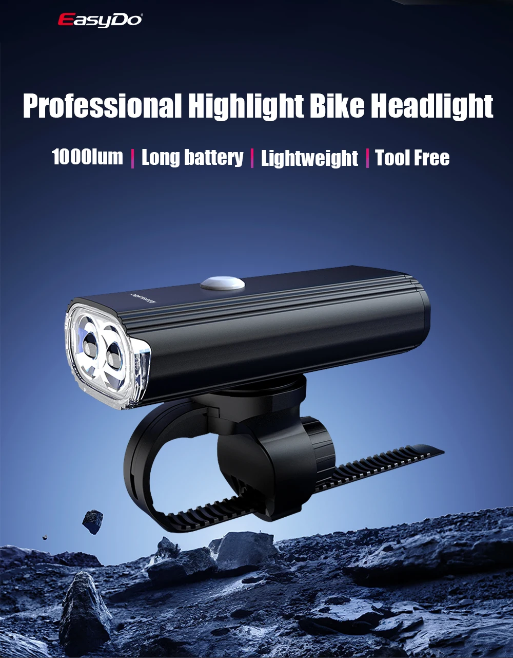 EasyDo Bicycle Front Light USB Rechargeable Bike Headlight 1000 Lumens High Power Led Flashlight for MTB Road Bike Accessories