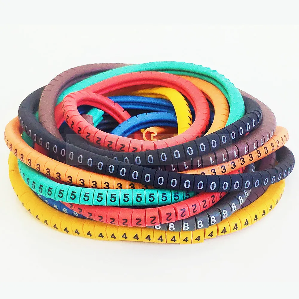 Cable Marker Wire Label EC-0 EC-1 1000pcs Mark Number 0 to 9 Cable Management Colored Wire Protection PVC Wire organizer Sleeves
