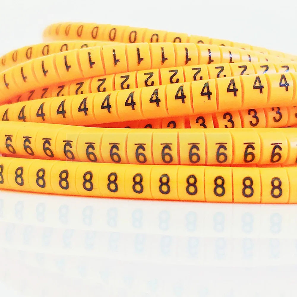 Cable Marker Wire Label EC-0 EC-1 1000pcs Mark Number 0 to 9 Cable Management Colored Wire Protection PVC Wire organizer Sleeves