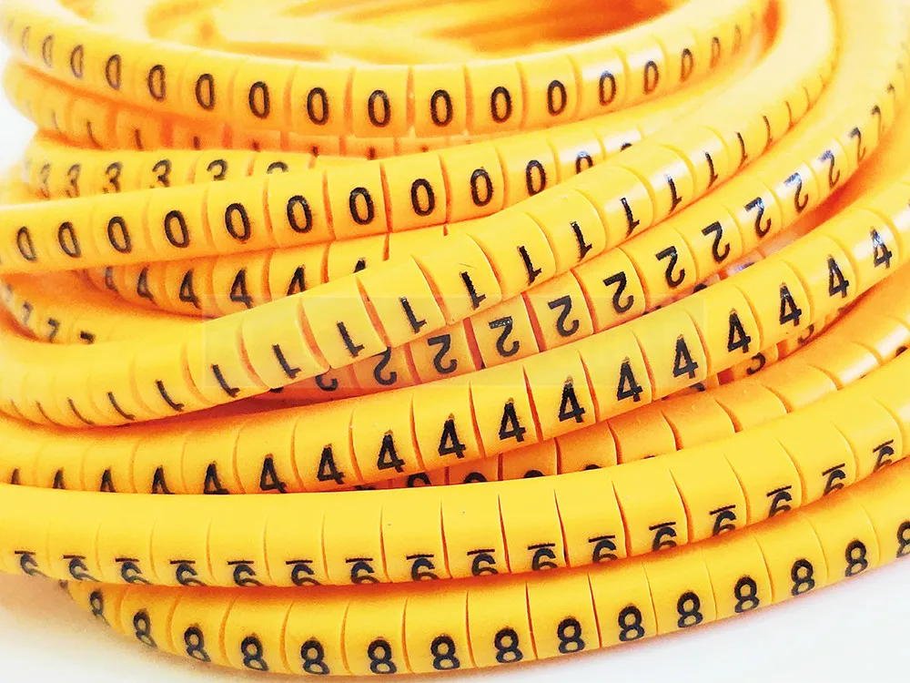Cable Marker Wire Label EC-0 EC-1 1000pcs Mark Number 0 to 9 Cable Management Colored Wire Protection PVC Wire organizer Sleeves