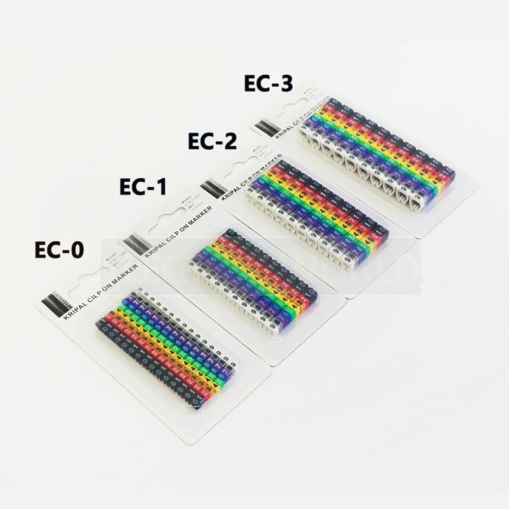 Cable Marker Wire Label EC-0 EC-1 1000pcs Mark Number 0 to 9 Cable Management Colored Wire Protection PVC Wire organizer Sleeves