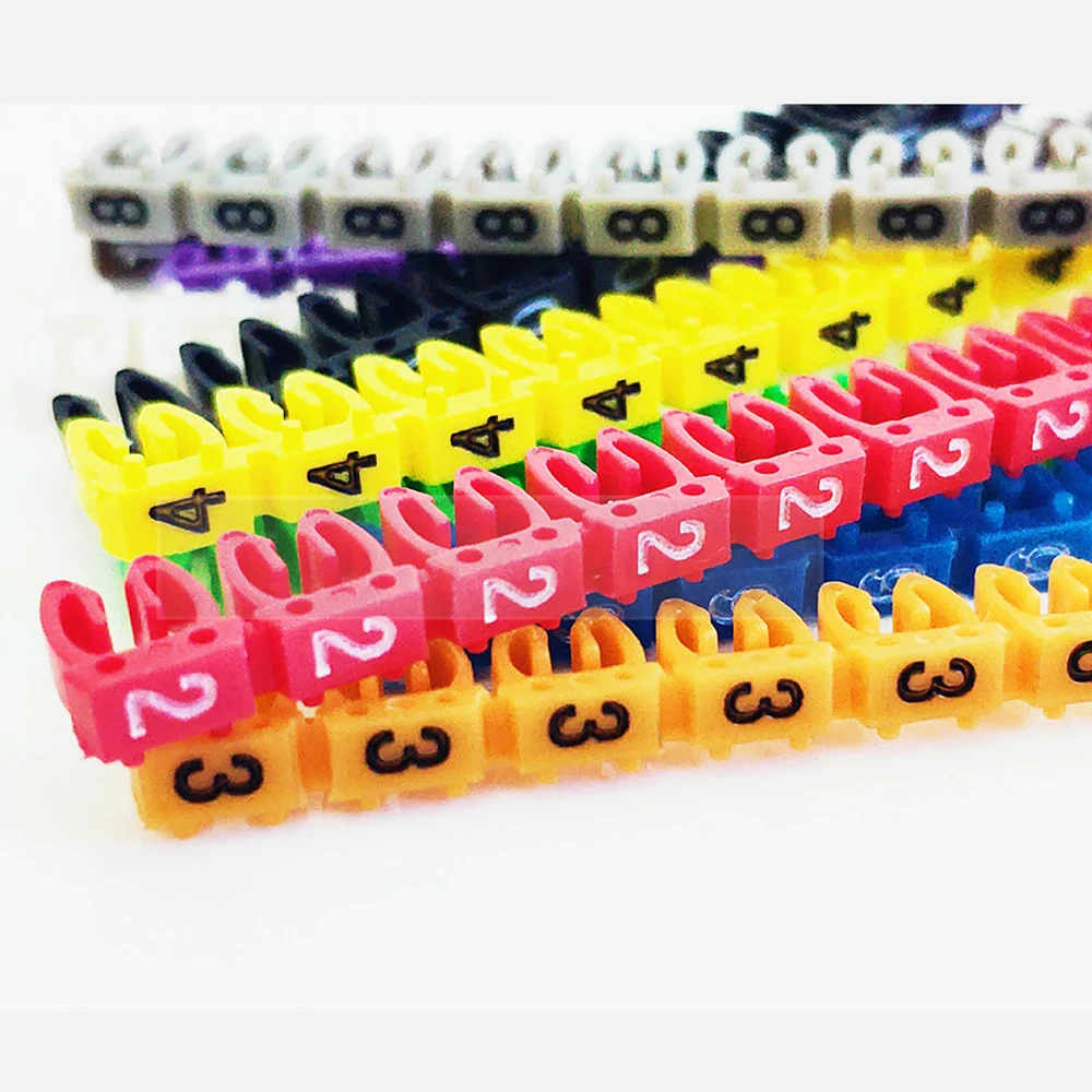 Cable Marker Wire Label EC-0 EC-1 1000pcs Mark Number 0 to 9 Cable Management Colored Wire Protection PVC Wire organizer Sleeves
