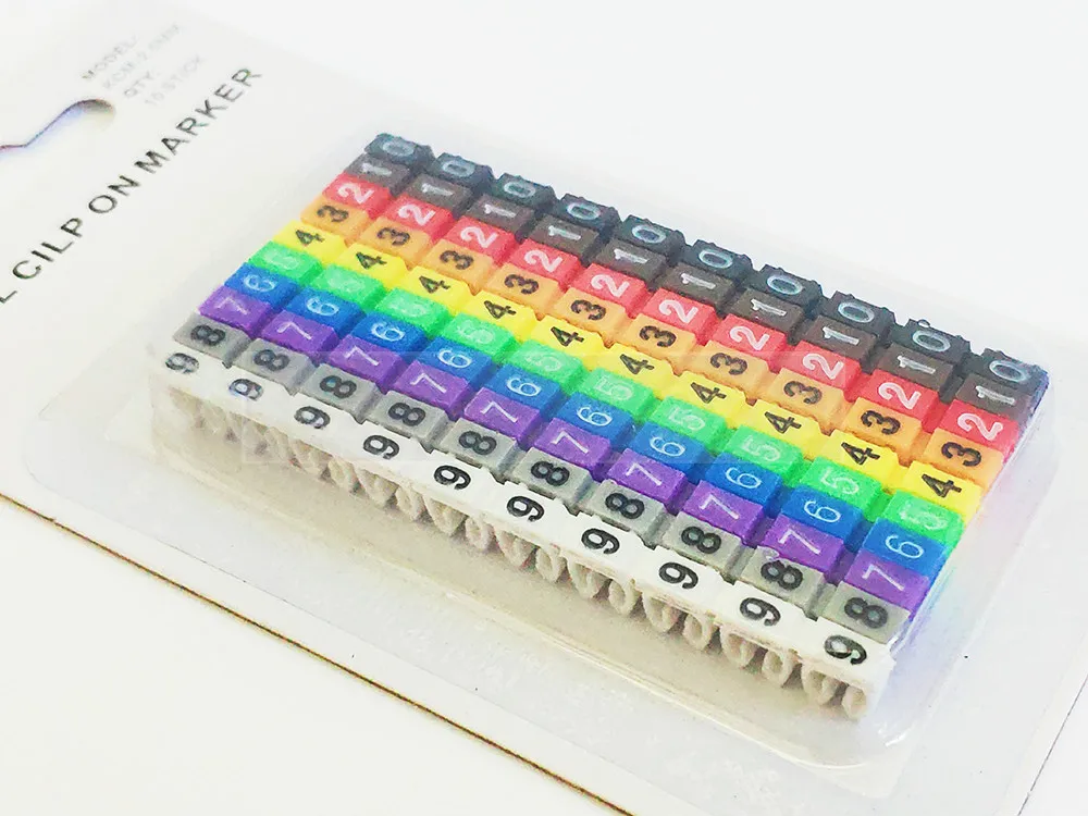 Cable Marker Wire Label EC-0 EC-1 1000pcs Mark Number 0 to 9 Cable Management Colored Wire Protection PVC Wire organizer Sleeves