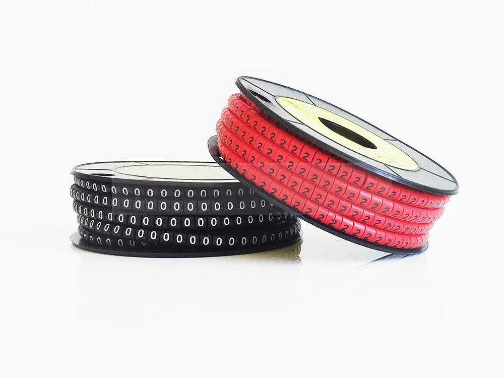 Cable Marker Wire Label EC-0 EC-1 1000pcs Mark Number 0 to 9 Cable Management Colored Wire Protection PVC Wire organizer Sleeves