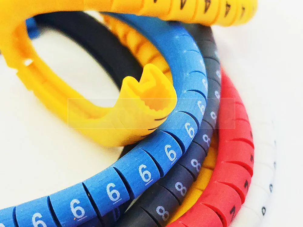 Cable Marker Wire Label EC-0 EC-1 1000pcs Mark Number 0 to 9 Cable Management Colored Wire Protection PVC Wire organizer Sleeves