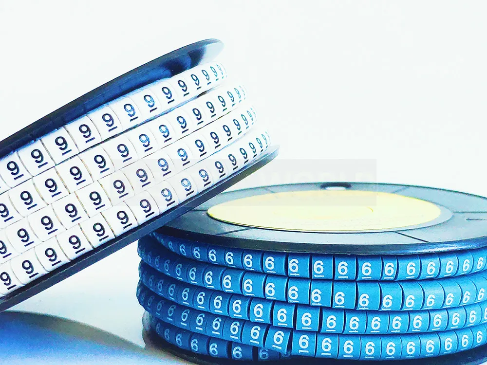 Cable Marker Wire Label EC-0 EC-1 1000pcs Mark Number 0 to 9 Cable Management Colored Wire Protection PVC Wire organizer Sleeves