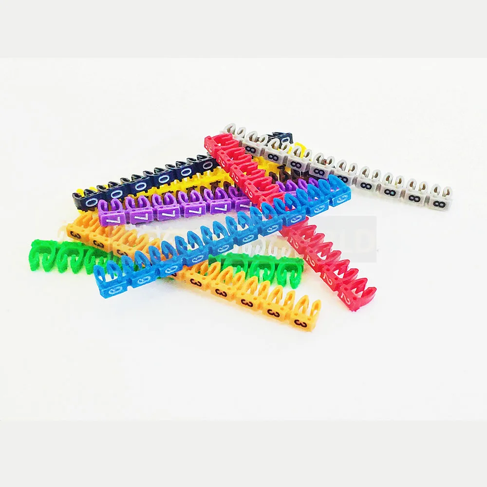 Cable Marker Wire Label EC-0 EC-1 1000pcs Mark Number 0 to 9 Cable Management Colored Wire Protection PVC Wire organizer Sleeves