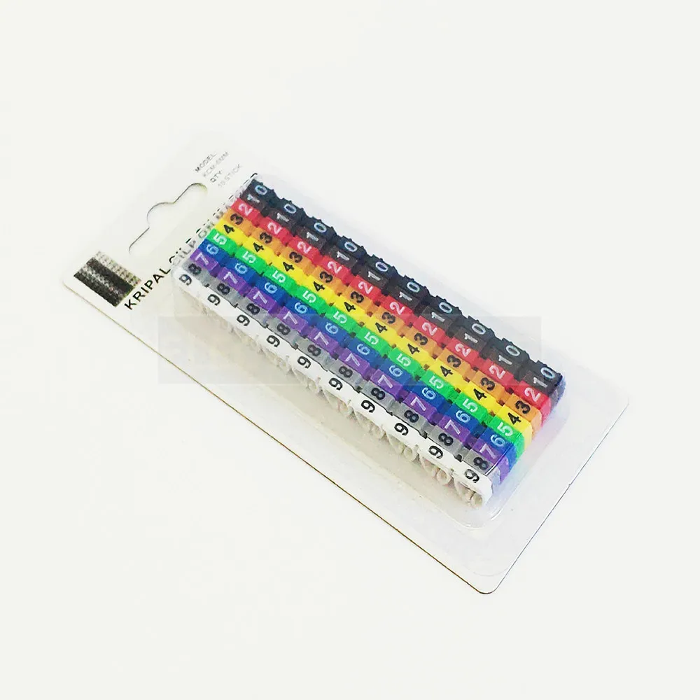 Cable Marker Wire Label EC-0 EC-1 1000pcs Mark Number 0 to 9 Cable Management Colored Wire Protection PVC Wire organizer Sleeves
