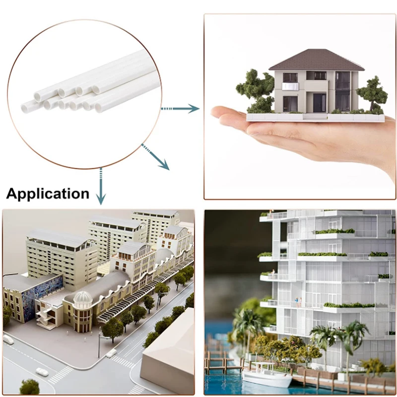 5/10/25/50pcs White ABS Round Plastic Pipe Tube Hollow Pipe OD 2/2.5/3/4/6/8mm X Length 250mm