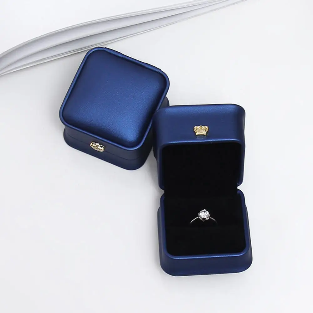 Vintage Double Slots Ring Jewelry Box For Wedding Proposal Engagement Ring Box Gift Organizer Storage PU Leather Packaging Case