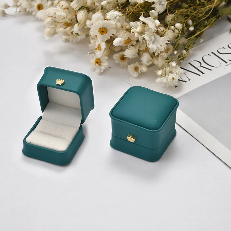 Vintage Double Slots Ring Jewelry Box For Wedding Proposal Engagement Ring Box Gift Organizer Storage PU Leather Packaging Case