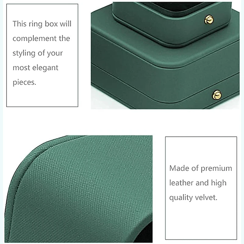 Vintage Double Slots Ring Jewelry Box For Wedding Proposal Engagement Ring Box Gift Organizer Storage PU Leather Packaging Case