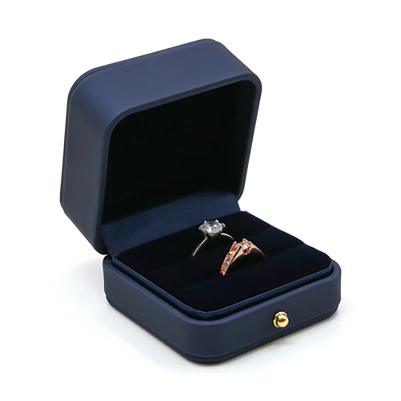 Vintage Double Slots Ring Jewelry Box For Wedding Proposal Engagement Ring Box Gift Organizer Storage PU Leather Packaging Case