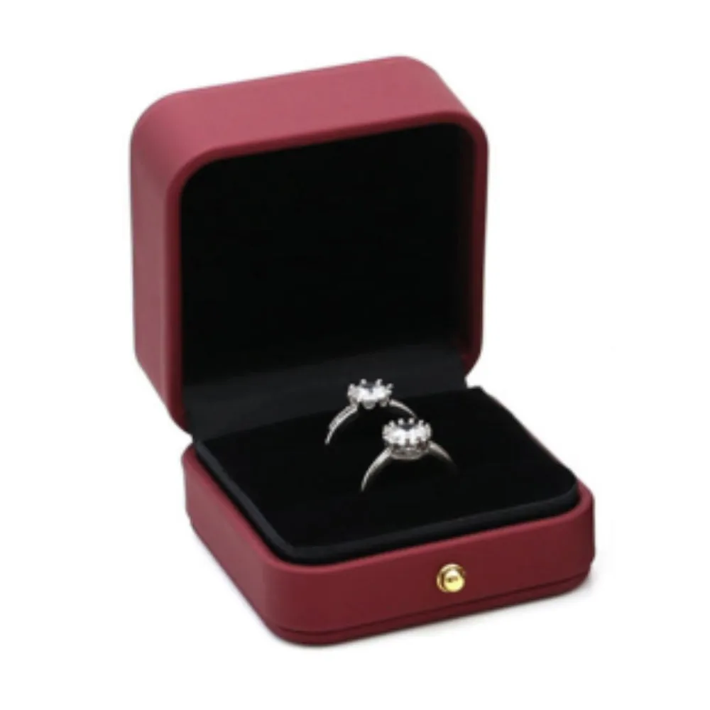 Vintage Double Slots Ring Jewelry Box For Wedding Proposal Engagement Ring Box Gift Organizer Storage PU Leather Packaging Case