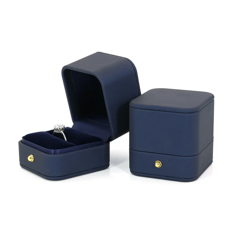 Vintage Double Slots Ring Jewelry Box For Wedding Proposal Engagement Ring Box Gift Organizer Storage PU Leather Packaging Case