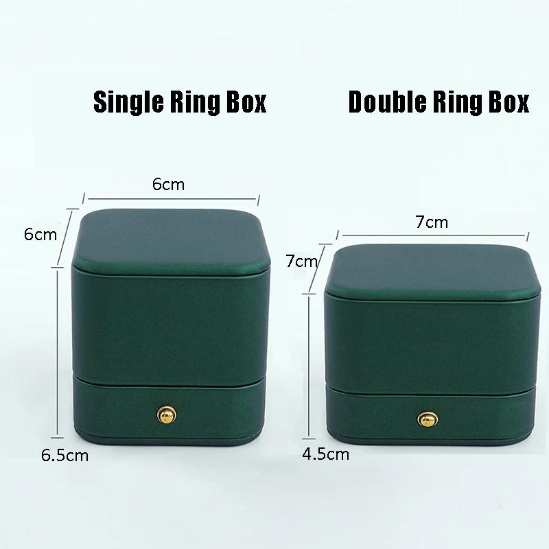 Vintage Double Slots Ring Jewelry Box For Wedding Proposal Engagement Ring Box Gift Organizer Storage PU Leather Packaging Case