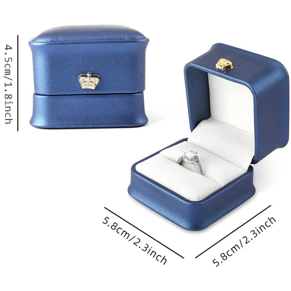 Vintage Double Slots Ring Jewelry Box For Wedding Proposal Engagement Ring Box Gift Organizer Storage PU Leather Packaging Case