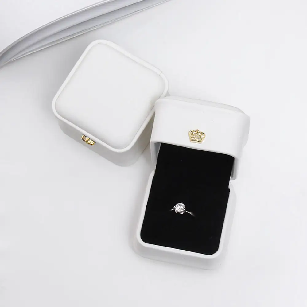 Vintage Double Slots Ring Jewelry Box For Wedding Proposal Engagement Ring Box Gift Organizer Storage PU Leather Packaging Case