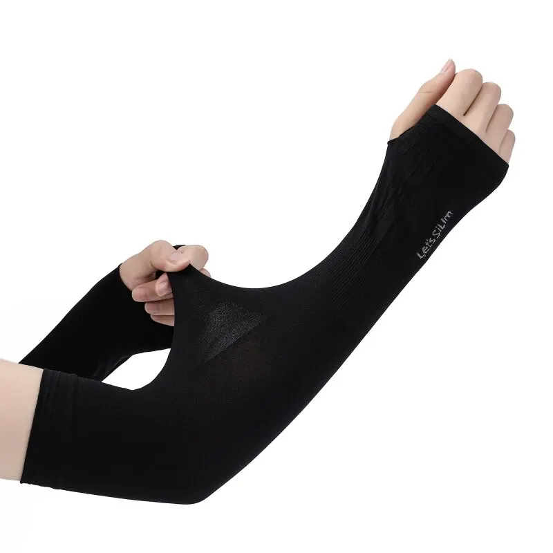 2 Pairs Of Ice Silk Sleeves For Both Men And Women Outdoor Uv Protection Cycling Arm Sun Screen Protection Black Plus White