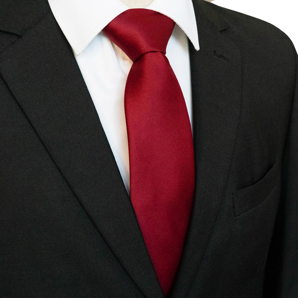 KAMBERFT Classic New 8cm Ties Men's Solid Color Necktie Pink Red Yellow Satin Ties for Man Business Wedding Party Tie Gift