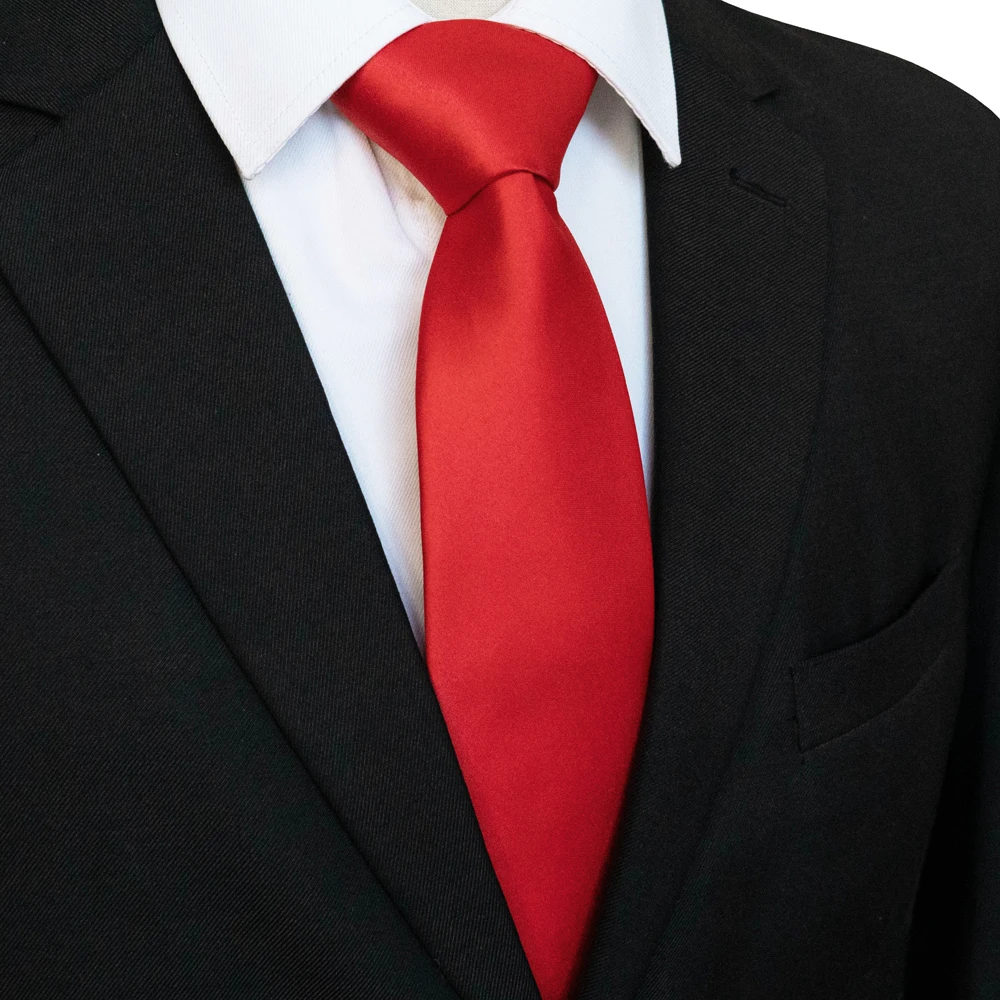 KAMBERFT Classic New 8cm Ties Men's Solid Color Necktie Pink Red Yellow Satin Ties for Man Business Wedding Party Tie Gift