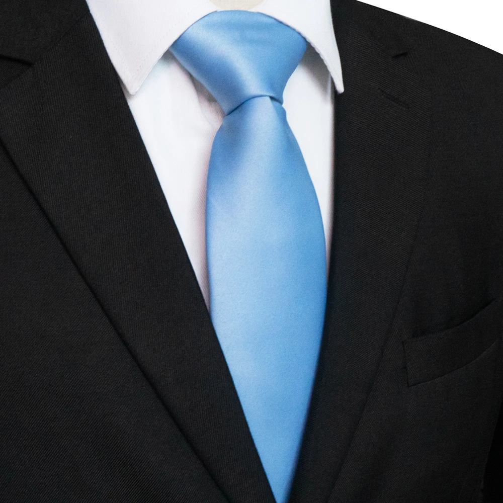 KAMBERFT Classic New 8cm Ties Men's Solid Color Necktie Pink Red Yellow Satin Ties for Man Business Wedding Party Tie Gift