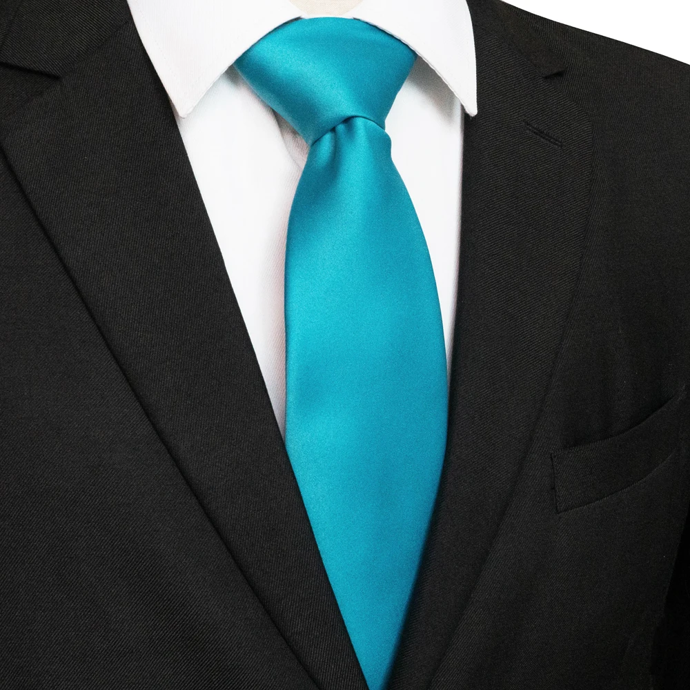 KAMBERFT Classic New 8cm Ties Men's Solid Color Necktie Pink Red Yellow Satin Ties for Man Business Wedding Party Tie Gift