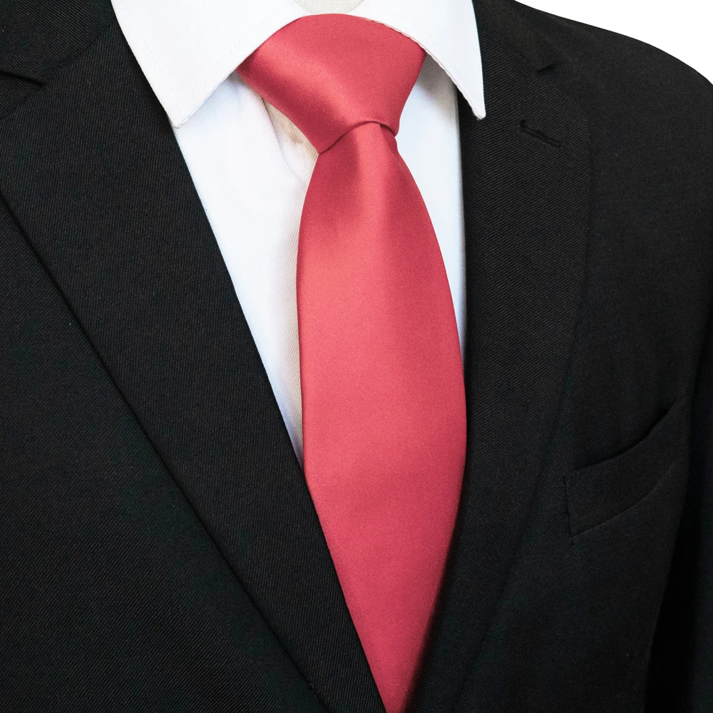 KAMBERFT Classic New 8cm Ties Men's Solid Color Necktie Pink Red Yellow Satin Ties for Man Business Wedding Party Tie Gift