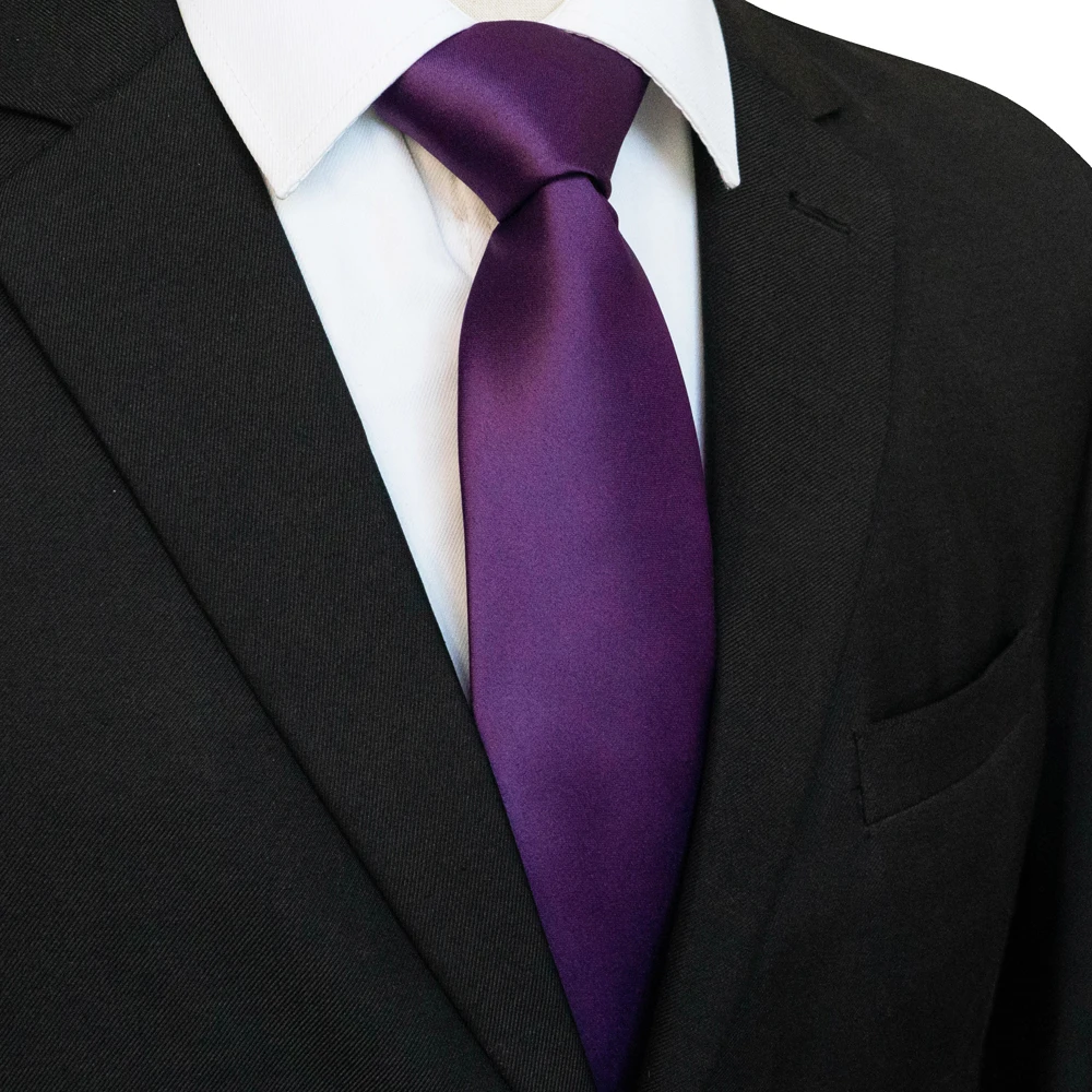 KAMBERFT Classic New 8cm Ties Men's Solid Color Necktie Pink Red Yellow Satin Ties for Man Business Wedding Party Tie Gift
