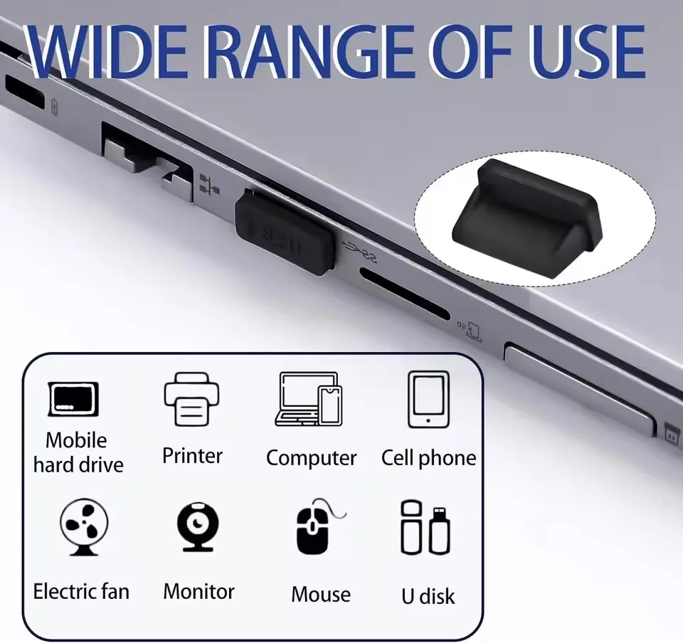 Dust Plug for USB -A Charger Port Cover Cap Female Jack Universal Silicone Dustproof USB-A Ports Protector PC Notebook Laptop