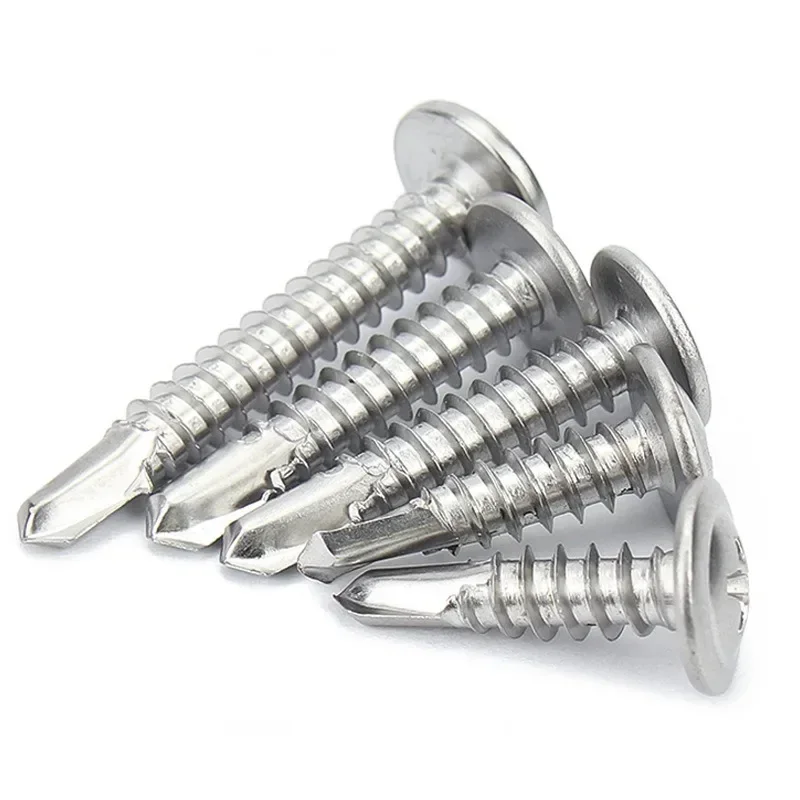 #8 M4.2 Stainless Steel Self-tapping Screw Large Round Flat Head Self Drilling Screw Fastener for Wood Sheet Metal Repair