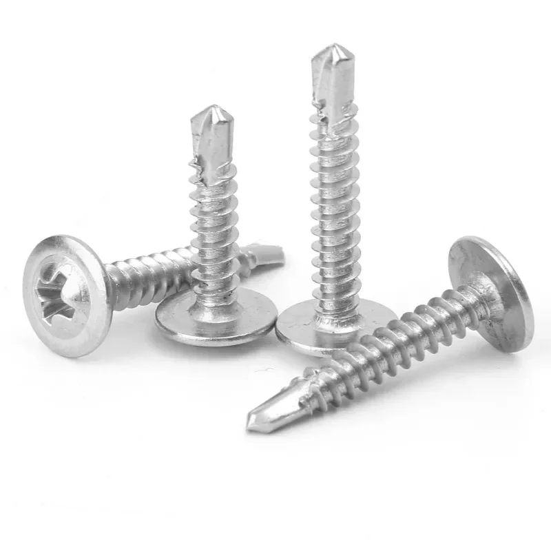 #8 M4.2 Stainless Steel Self-tapping Screw Large Round Flat Head Self Drilling Screw Fastener for Wood Sheet Metal Repair