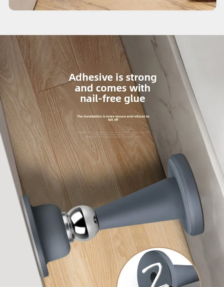 No-Drill Door Stopper for Room Bedroom Door Fixed Wall Protection Anti-Collision Household Silicone Strong Suction Floor Stopper