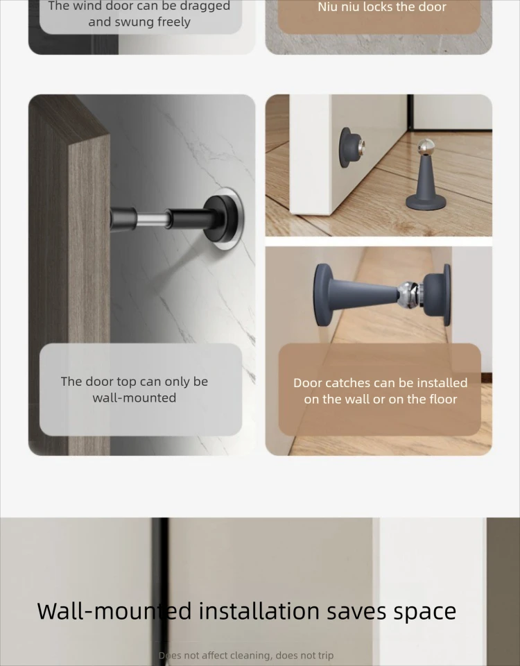 No-Drill Door Stopper for Room Bedroom Door Fixed Wall Protection Anti-Collision Household Silicone Strong Suction Floor Stopper