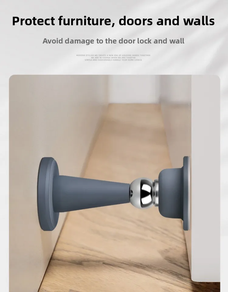No-Drill Door Stopper for Room Bedroom Door Fixed Wall Protection Anti-Collision Household Silicone Strong Suction Floor Stopper