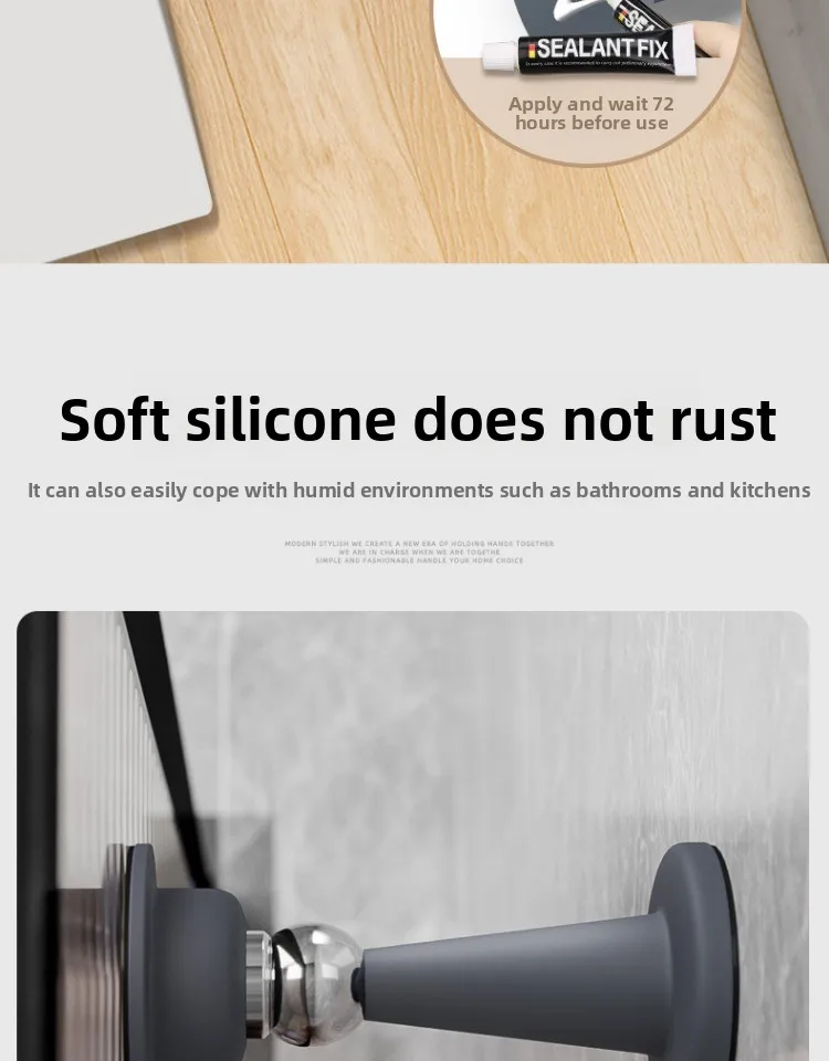 No-Drill Door Stopper for Room Bedroom Door Fixed Wall Protection Anti-Collision Household Silicone Strong Suction Floor Stopper