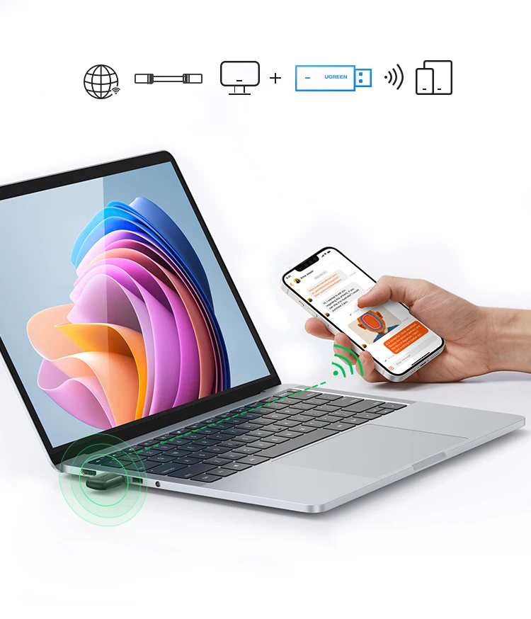 UGREEN WiFi Adapter AX900 AX1800 AC1300 WiFi6/5 5GHz&2.4GHz USB WiFi Dongle Antenna for Desktop Laptop USB Ethernet Network Card