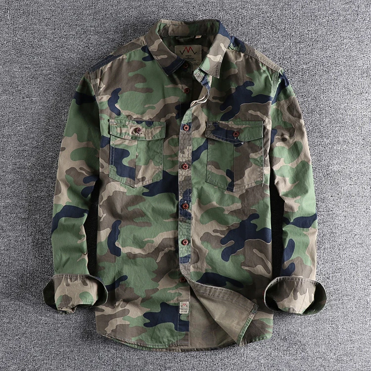 [24hour Fast Shipping] Men Camouflage Cargo Shirts High Quality Durable Outdoor Hiking Sport Daily American Style Casual Camicia
