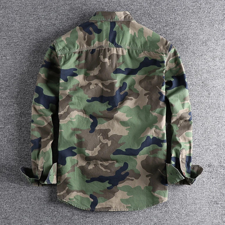 [24hour Fast Shipping] Men Camouflage Cargo Shirts High Quality Durable Outdoor Hiking Sport Daily American Style Casual Camicia
