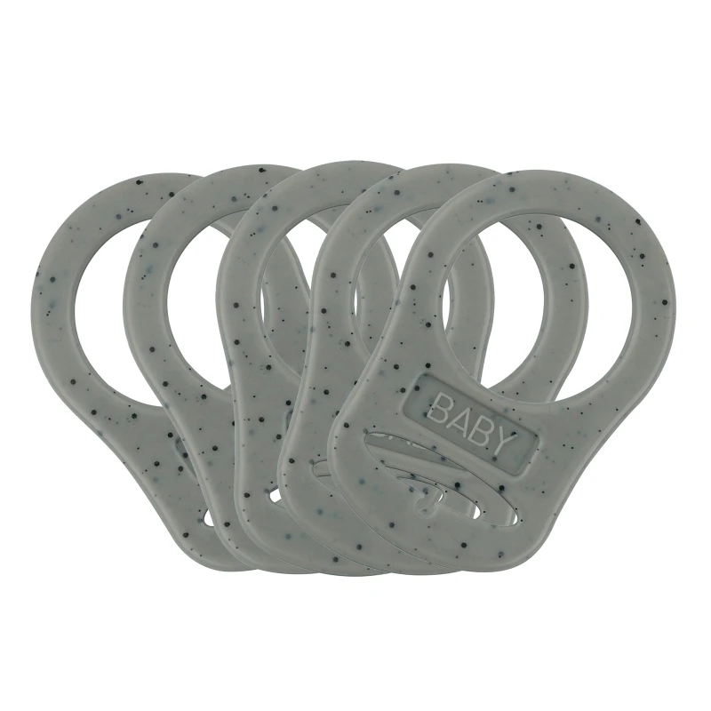 5pcs Food Grade BPA Free Silicone Adapter Rings Holder for Button Style Dummy Nipple Baby Pacifier Soother Teething Ribbon Clip