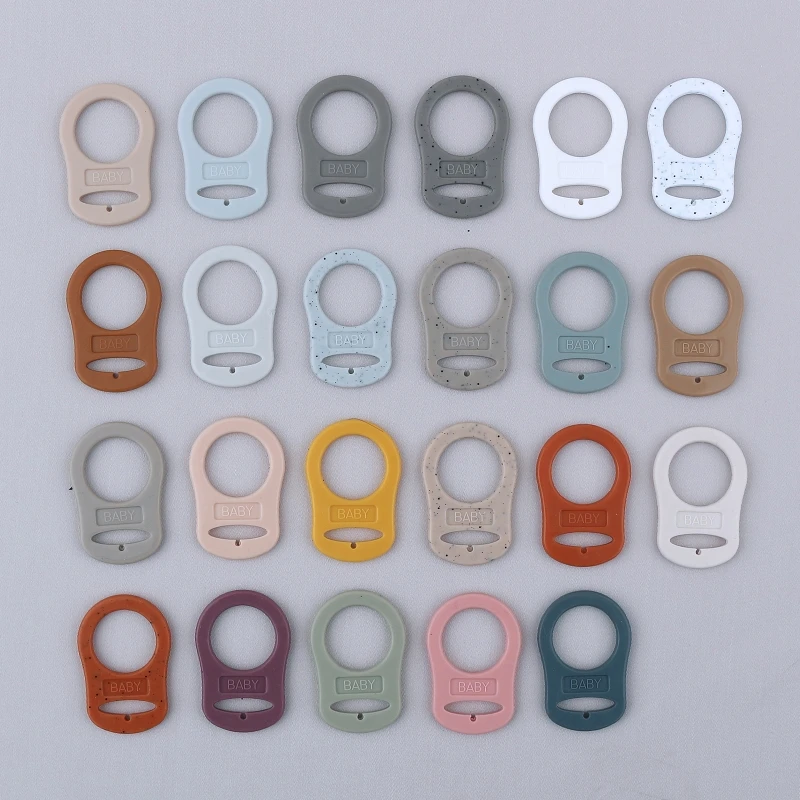 5pcs Food Grade BPA Free Silicone Adapter Rings Holder for Button Style Dummy Nipple Baby Pacifier Soother Teething Ribbon Clip