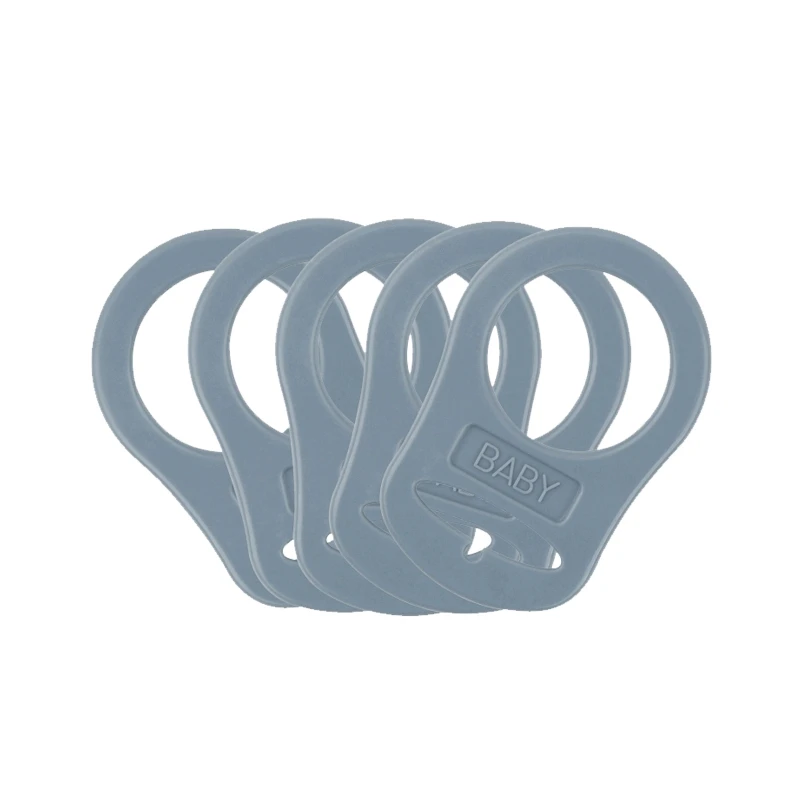 5pcs Food Grade BPA Free Silicone Adapter Rings Holder for Button Style Dummy Nipple Baby Pacifier Soother Teething Ribbon Clip