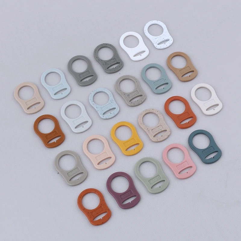5pcs Food Grade BPA Free Silicone Adapter Rings Holder for Button Style Dummy Nipple Baby Pacifier Soother Teething Ribbon Clip