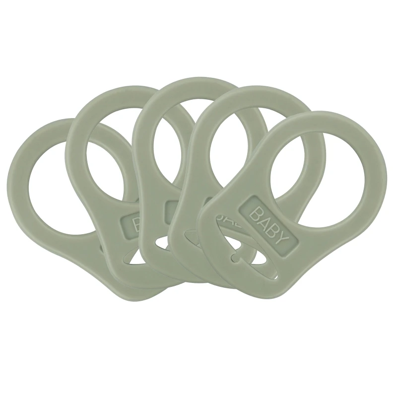 5pcs Food Grade BPA Free Silicone Adapter Rings Holder for Button Style Dummy Nipple Baby Pacifier Soother Teething Ribbon Clip